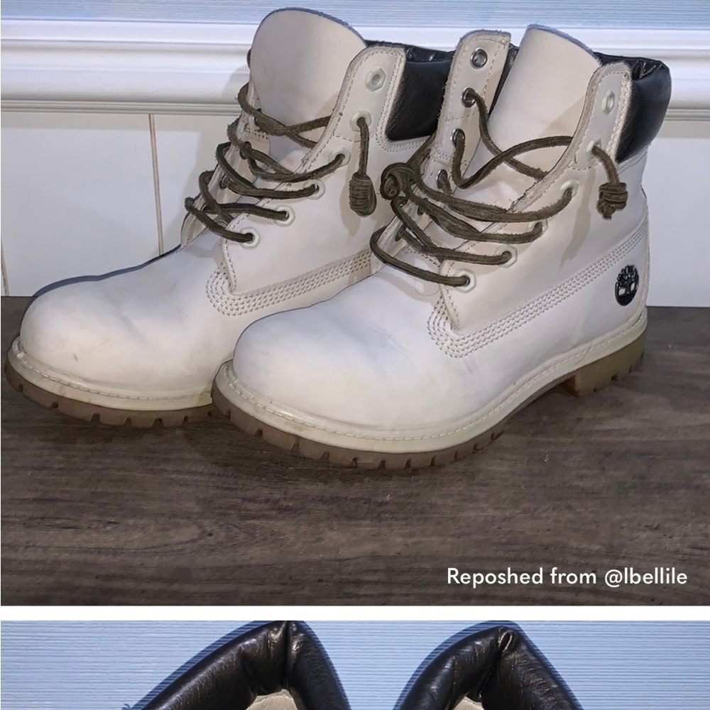 ISO- this Premium waterproof timberland boot in 7 1/2! Light cream/off white